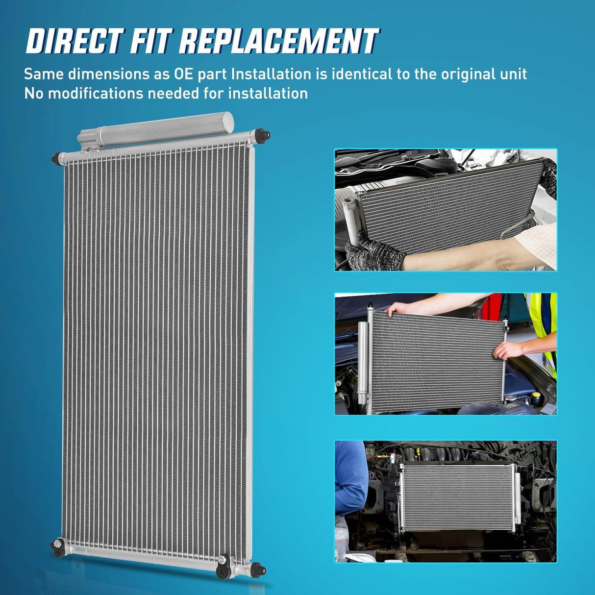 AC Condenser Compatible with Honda Accord L4 2.4L V6 3.5L 2013 2014 2015 2016 2017 Air Conditioning A/C Condenser with Receiver Drier Replace# 4165, 940466, HO3030159, CN4165PFC, 80110-T2F-A01