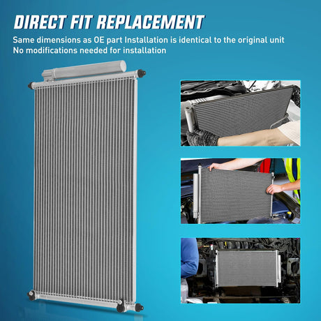AC Condenser Compatible with Honda Accord L4 2.4L V6 3.5L 2013 2014 2015 2016 2017 Air Conditioning A/C Condenser with Receiver Drier Replace# 4165, 940466, HO3030159, CN4165PFC, 80110-T2F-A01