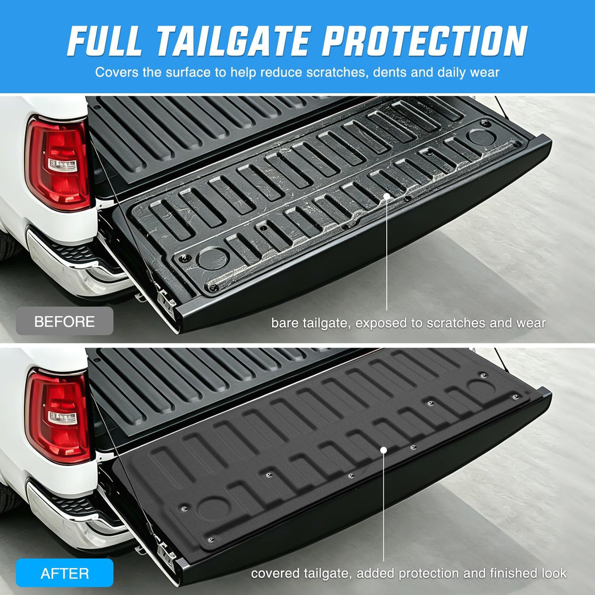 Tailgate Mat for Ram 1500 2019-2026 Standard Power Release Tailgate (Not Fit Classic Multifunction Full Power) All Weather TPE Anti Slip Truck Tailgate Protector Liner