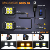 Flush Mount LED Pod Lights with Amber DRL 2PCS 4.8Inch Spot Beam 20W 2510LM Backup Reverse Offroad Driving Light w/ 16AWG Wiring kit for4x4 Truck SUV Jeep