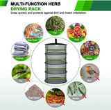 4 Layer Herb Drying Rack Hanging Mesh Net Foldable Plant Drying Racks 24 Inch w Green Zipper Pruning Shears Hook Dryer Hanging Rack for Herbs Seed Bud Fruit Clothes Grow Tent Closets Garden Outdoor