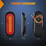 6 Inch Oval Trailer Tail Light 2 PCS Red Brake Stop Amber Left Right Turn Signals Lights with Flush Mount Grommets Plugs Mounting Brackets for RV Truck Luggage Rack
