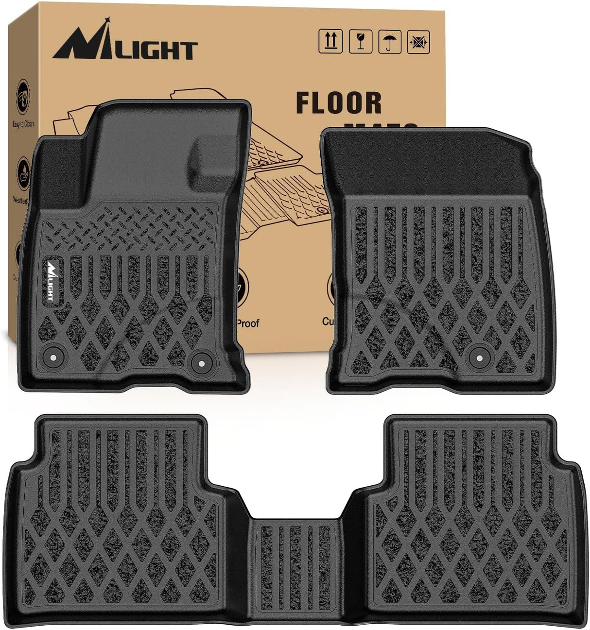 TPE Floor Mats for Lincoln Corsair (Gas Model) 2020 2021 2022 2023 2024 2025 All Weather Custom Fit Heavy Duty Floor Liners