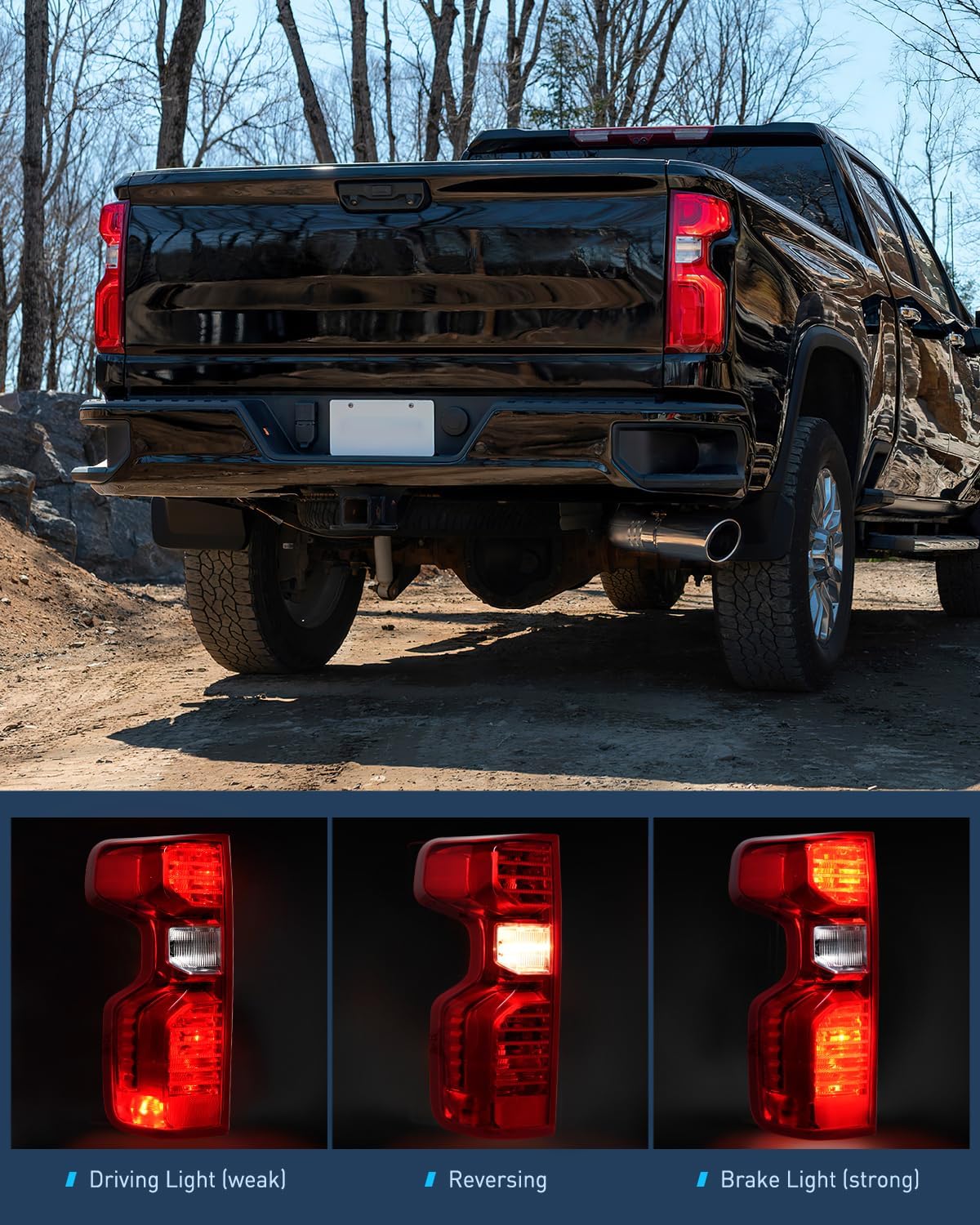 2019-2023 Chevy Silverado 1500 2020-2023 Chevy Silverado 2500HD 3500HD Taillight Assembly Rear Lamp Replacement OE Style Driver Side Nilight
