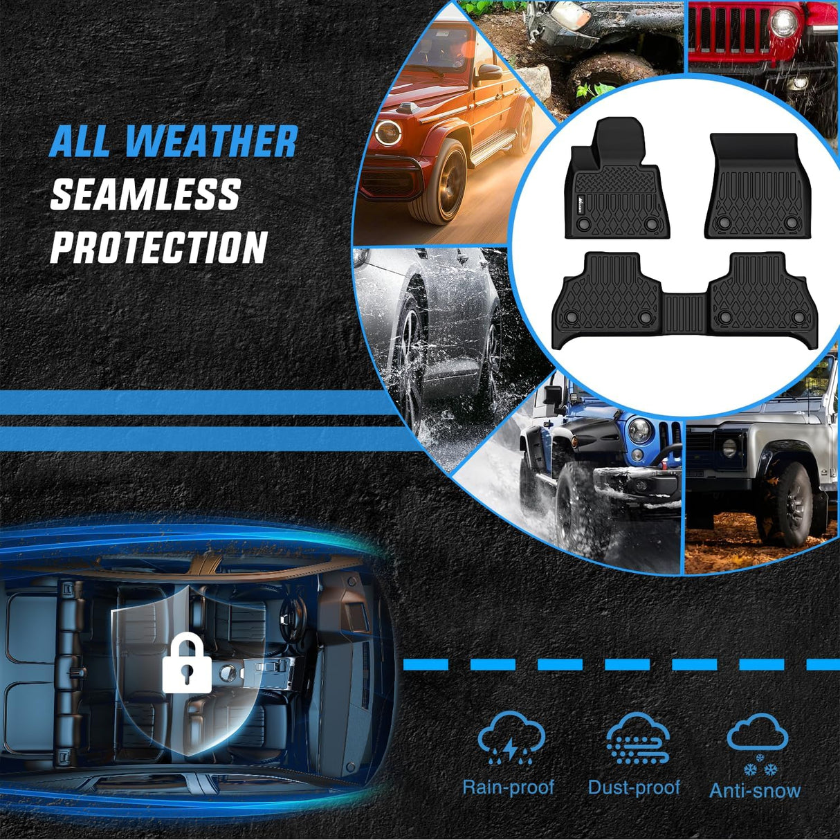 TPE Floor Mats for BMW X5 G05 (5 Seaters Only) 2019 2020 2021 2022 2023 2024 2025 2026, All Weather Custom Fit Heavy Duty Floor Liners