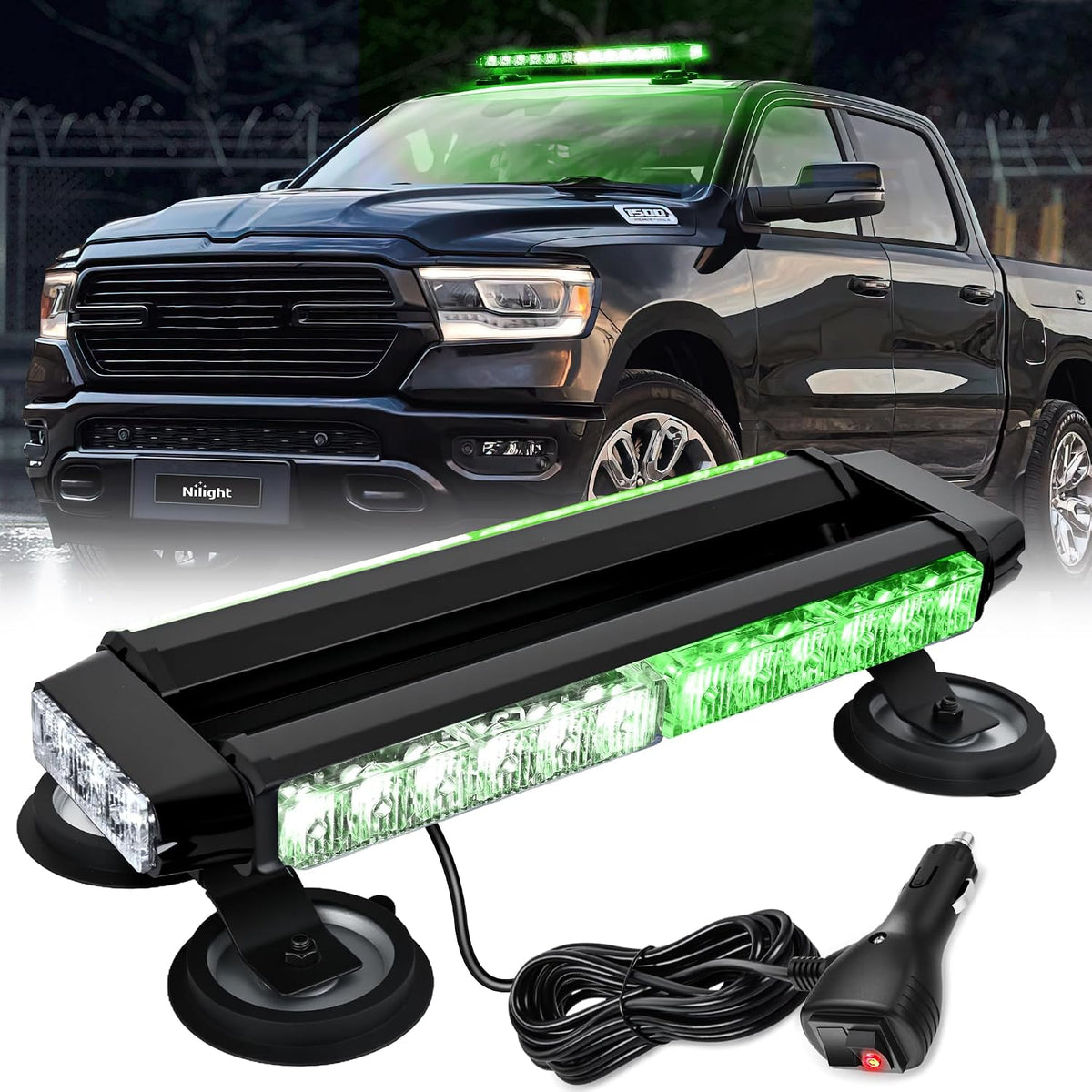 14.5 Inch 30LED Strobe Light Bar Double Side Rooftop Green White
