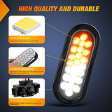 Strobe Lights 2PCS 6Inch Oval 24LED Amber White Warning | Recessed Rubber Grommet IP67 Waterproof Marker Clearance Road Flare Emergency Lights for Trailer Truck Pickup Camper RV Boat