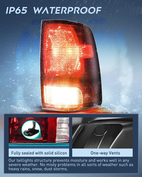 Taillight Assembly Compatible with 2009 2010 2011 2012 2013 2014 2015 2016 2017 2018 Dodge Ram 1500 2500 3500 2019 2020 2021 Classic Rear Lamp OE Style Passenger Side Dark Red