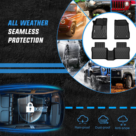 TPE Floor Mats for Chevy Impala 2014 2015 2016 2017 2018 2019 2020 (Not for Vinyl Floors) All Weather Custom Fit Heavy Duty Floor Liners