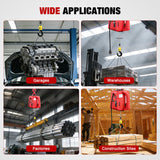 3-in-1 Electric Hoist Winch, 660LBS 1500W Portable Power Winch Crane with Manual Wired Wireless Remote Control, 110V Electric Winch 33FT/Min Speed 39FT Height for Garage Warehouse Factory, Red