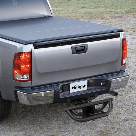 Universal Hitch Step Textured Black Drop Trailer Hitch Step Fit 2 Inch Receiver with Hitch Lock Stabilizer Towing Bar Rear Bumper Guard Rated up to 350 Lbs for Pickups Trucks Vans SUVs ATVs