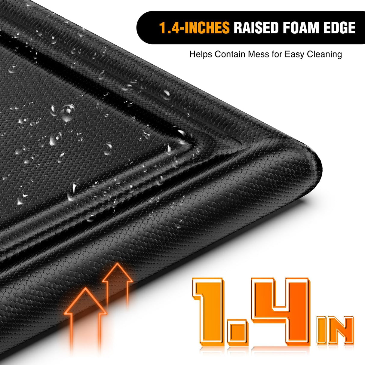Garage Containment Mat 8.6 Inch x 22 FT PVC Garage Floor Mat with 1.4 Inch Raised Foam Edge Waterproof Heavy Duty Garage Parking Mat for Full Size Pickup Trucks SUVs Luxury Sedans Class B Motorhomes