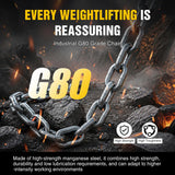 3/4 Ton 1650 lbs Manual Lever Chain Hoist G80 Galvanized Carbon Steel with Weston Double-Pawl Brake Auto Chain Leading & 360° Rotation Hook for Garage Factory Dock