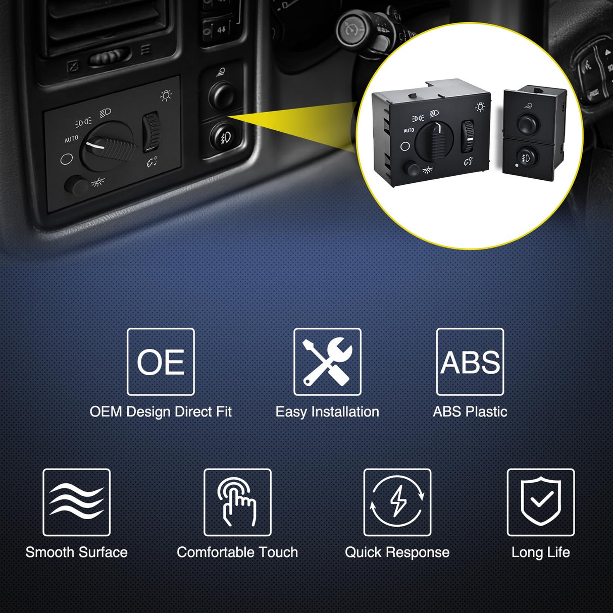 Headlight Dimmer Switch and Cargo Fog Light Switch Compatible with 2003 2004 2005 2006 2007 Chevy Avalanche Silverado Suburban Tahoe GMC Sierra Yukon Hummer H2 2003-2006 Cadillac Escalade