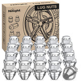 20PCS M14x1.5 Lug Nuts Compatible with 2015-2023 Ford Mustang/Edge | for 2020-2023 Explorer 2022-2023 Maverick One-Piece Solid Chrome Steel OEM Factory Wheel Nuts Replace