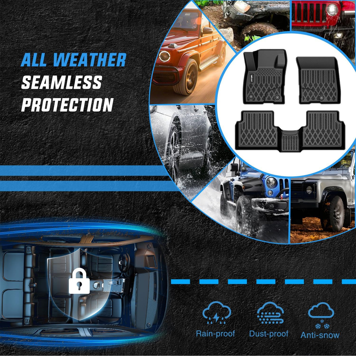 TPE Floor Mats for Ford Maverick (Gasoline Models Only) 2022 2023 2024 2025 2026 All Weather Custom Fit Heavy Duty Floor Liners