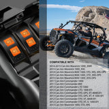 UTV High Low Beam Headlight Rocker Switch On Off 6 PIN Toggle Switches with Orange Backlit Light 12V 24V with Jumper Wires Set for Can-Am Commander Maverick MAX 1000 STD XRS