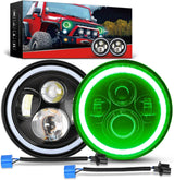 7 Inch Round LED Halo Headlights w/Turn Signal Amber Light Green DRL High Low Beam 7 Inch Headlight Compatible with 2007 2008 2009 2010 2011 2012 2013 2014 2015 2016 2017 2018 Wrangler JK JKU