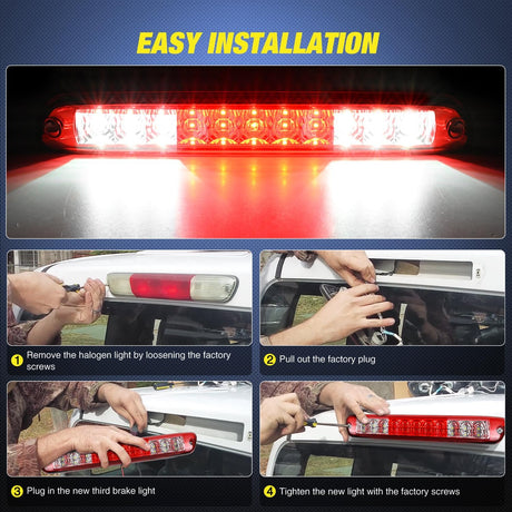 Third Brake Light Tail High Mount 3rd Stop Cargo Reverse LED Lights Red Lens Compatible with Chevy Colorado and GMC Canyon 2004 2005 2006 2007 2008 2009 2010 2011 2012 Pickup Truck