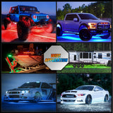 4PCS Aluminum RGBW LED Underglow Strip Lights with APP & Remote | 396 LEDs Door Assist Multi Color DIY Sound Active Function Music Mode Underbody Light Strips for Car Truck RV