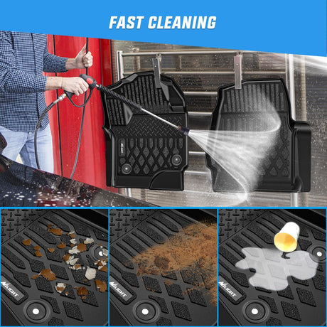 TPE Floor Mats for Ford F250 F350 F450 F550 Super Duty Crew Cab Bucket Seat 2017 2018 2019 2020 2021 2022 2023 2024 2025 2026 All Weather Custom Fit Heavy Duty Floor Liners
