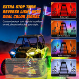 RGB LED Whip Light 2PCS 4FT with 6 Rock Lights Combo | APP and Remote Control with DIY Chasing Patterns Stop Turn Reverse Modes and Spring Base for ATV UTV RZR and Jeep