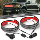 2PCS 24 inch Truck Grille Strobe Lights Strip 384 LED Emergency Light Red Flexible Side Flashing Warning Caution Safety Waterproof Lighting Kit for Trucks Tow Plow Construction Vehicles