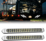LED Tail Light 2PCS 17 Inch 40LED White Running Tail Reverse Back Up Lights w/Chrome Bezel Waterproof Surface Mount for 12V Towing Trailer Truck RV Camper Boat