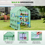 Greenhouse 57.5 Inchx57 Inchx77 Inch Walk in Green House - Large Outdoor/Indoor Greenhouses with 8 Shelves Waterproof PE Cover & Windows, Portable Greenhouse Kit for Winter Backyard Gardening Patio, Green