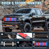 2PCS 24 inch Truck Grille Strobe Lights Strip 384 LED Emergency Light Red Blue Flexible Side Flashing Warning Caution Safety Waterproof Lighting Kit for Trucks Tow Plow Construction Vehicles