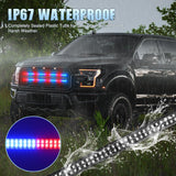 2PCS 24 inch Truck Grille Strobe Lights Strip 384 LED Emergency Light Red Blue Flexible Side Flashing Warning Caution Safety Waterproof Lighting Kit for Trucks Tow Plow Construction Vehicles
