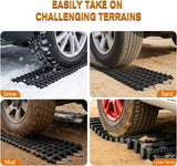 Tire Traction Mats,7 Ton Heavy-Duty Recovery Tracks for Off-Road 4X4,SUV,Truck & Van in Snow,Mud,Ice & Sand,39 InchPortable Emergency Devices with Storage Bag (2 Pack)