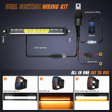 LED Light Bar with Amber DRL 15.5 Inch Single Row 60W 6650LM Anti-Glare Flood Spot Combo Offroad Driving Lights IP68 w/ 16AWG DT Wiring Kit for Pickup Truck SUV ATV UTV Boat 4x4 Jeep
