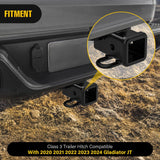 2 Inch Rear Trailer Hitch Receiver Class 3 Tow Towing Hitch & Cover Kit for Gladiator JT 2019 2020 2021 2022 2023 2024 2025 with Hitch Cover