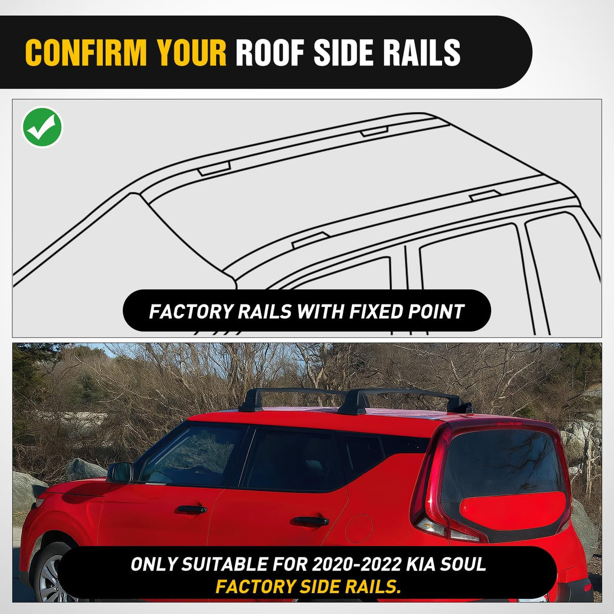 Roof Rack Cross Bars Compatible with Kia Soul 2020 2021 2022 with Factory Side Rails,220LBS Adjustable Aluminum Less Wind Noise Car Crossbars for Cargo Carrier Luggage Box Kayak Tent Snowboard