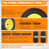 16x6.50-8 Lawn Mower Tires, 16 Inch Pneumatic Rubber Tire with 3/4 Inch Axle Bore & 3 Inch Hub Length, Air-Filled Replacement Wheels for Riding Lawn Mowers, 2 Pack