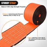 Truck Straps 4 Inch x 30' Heavy Duty Tie Down with Flat Hooks | 16800LBS Break Strength & 5400LBS WLL for Flatbed Trailer Cargo Control Recovery Tree Saver 4 Pack Orange