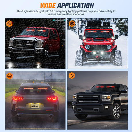 162 LED Traffic Advisor Strobe Light Bar 2-in-1 Red White Emergency Warning Hazard Lights with Controller 4 Switchable Color 36 Flash Pattern for Trucks Cars Tow Plow Construction Vehicles