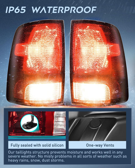 Taillight Assembly Compatible with 2009 2010 2011 2012 2013 2014 2015 2016 2017 2018 Dodge Ram 1500 2500 3500 2019 2020 2021 Classic Rear Lamp OE Style Driver Side and Passenger Side Dark Red