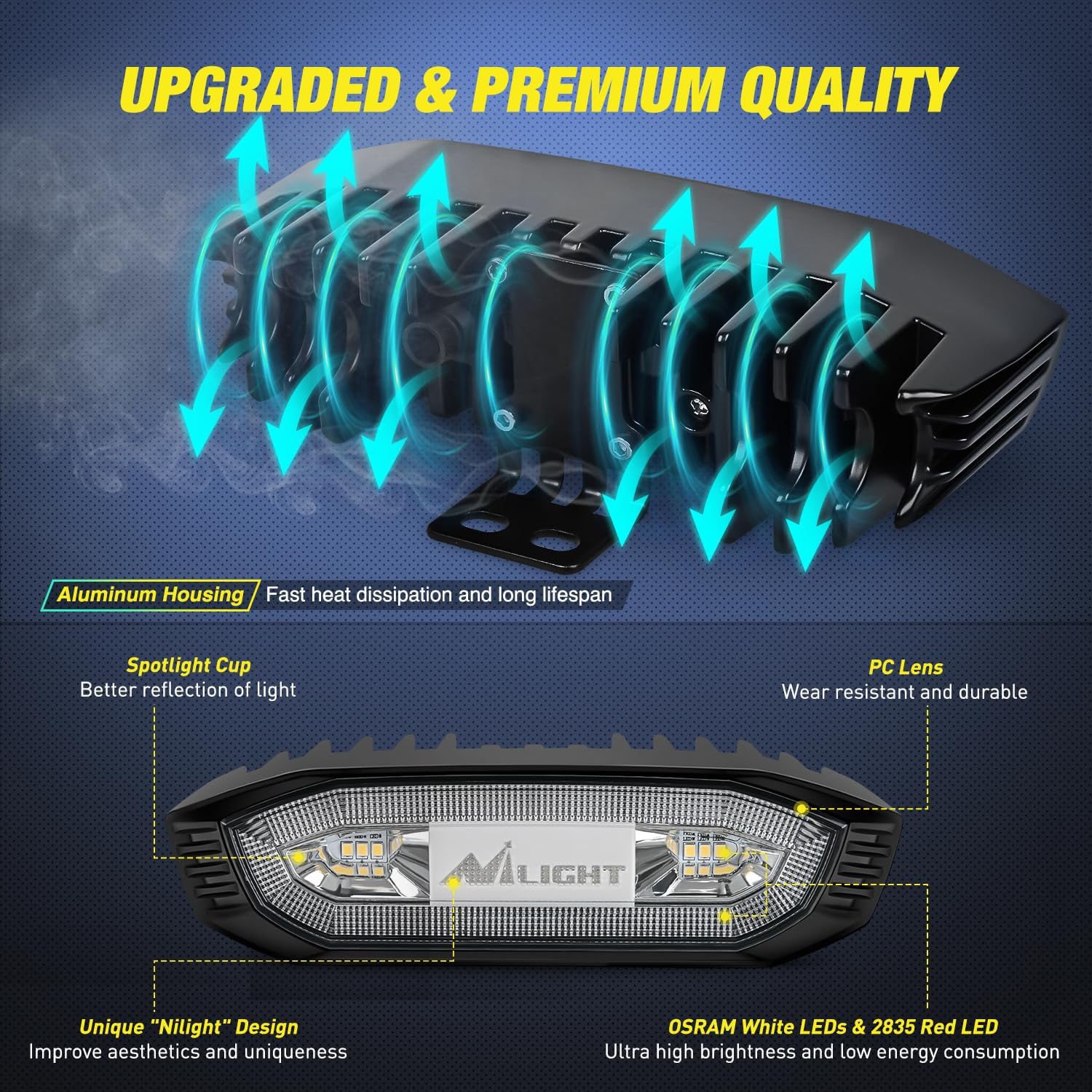 LED Chase Brake Light Universal 1.75”-2.0” Roll Bar Mount Nilight
