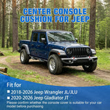Center Console Cover for Jeep Wrangler JL Gladiator JT 2018-2026 | Nappa Leather Armrest Cover for Car with Storage Pocket Waterproof Center Console Pad Anti-Scratch Arm Rest Box Cover, Black