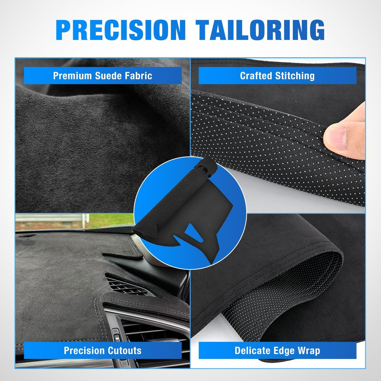 Dash Cover for Honda Civic 2016 2017 2018 2019 2020 2021, Custom Fit Suede Dashboard Mat Non‑Slip Sunshade Glare Protector Interior Accessories Black