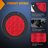 Trailer Tail Lights 2PCS 4Inch Round 12LED Red Brake | IP67 Waterproof Screw Mount Marker Clearance Stop Brake Running Taillights for Trailer Truck Pickup Camper RV