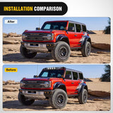Windshield Frame Cover Light Bracket for 2021 2022 2023 2024 2025 2026 New Ford Bronco 2/4 Door Accessories Roof Sun Visor Cowl Body Armor with 4 x LED Lights Black
