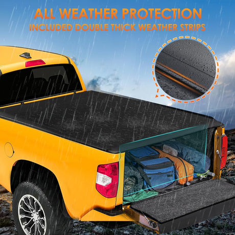 Soft Roll-Up Tonneau Cover for 2007–2021 Toyota Tundra 6.5ft Bed, Weatherproof Truck Bed Cover, Easy Roll-Up Access