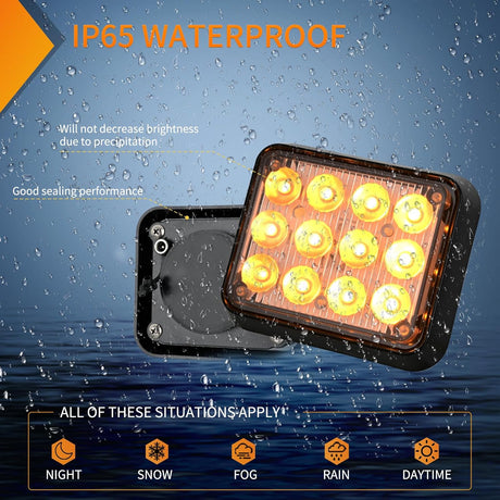 12LED Magnetic Wireless Trailer Lights 2PCS Rechargeable Portable Hazard Beacon Warning Light Amber and White Emergency Strobe Light for Trucks Trailers Vehicles Cars Bus Surface Mount