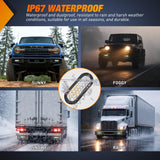 Strobe Lights 2PCS 6Inch Oval 24LED Amber Green Warning | Recessed Rubber Grommet IP67 Waterproof Marker Clearance Road Flare Emergency Lights for Trailer Truck Pickup Camper RV Boat
