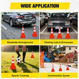 28 inch Traffic Safety Cones, 4  Pack Durable PVC Orange Cones with Reflective Collars for Road Safety, Parking, Construction Work, Sports Training