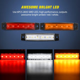 3.8 Inch 6 LEDs Amber Red White Side Marker Lights (30 Pcs) Nilight