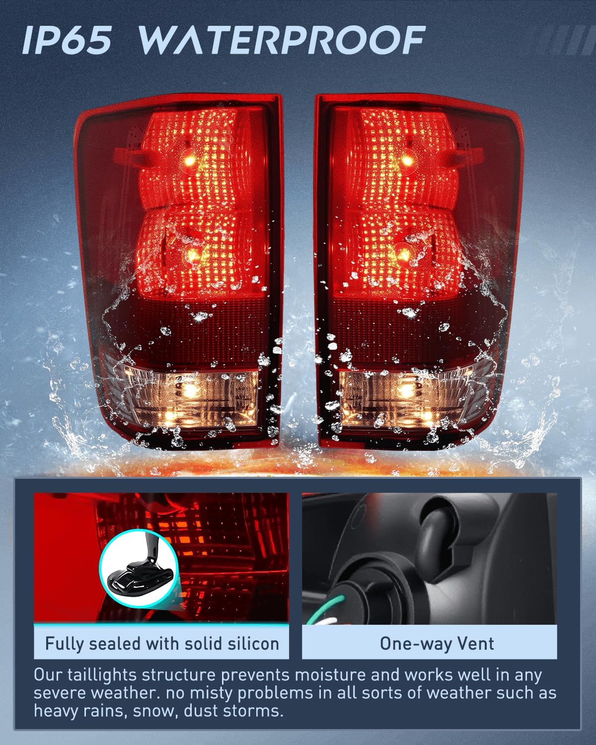 Taillight Assembly Compatible with 2004 2005 2006 2007 2008 2009 2010 2011 2012 2013 2014 2015 Nissan Titan Tail Light OE Style Rear Lamp Replacement Driver and Passenger Side Red Lens